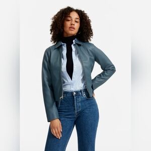 EverlaneThe Modern Leather Jacket Storm‎ Blue Size Extra Extra Small XXS